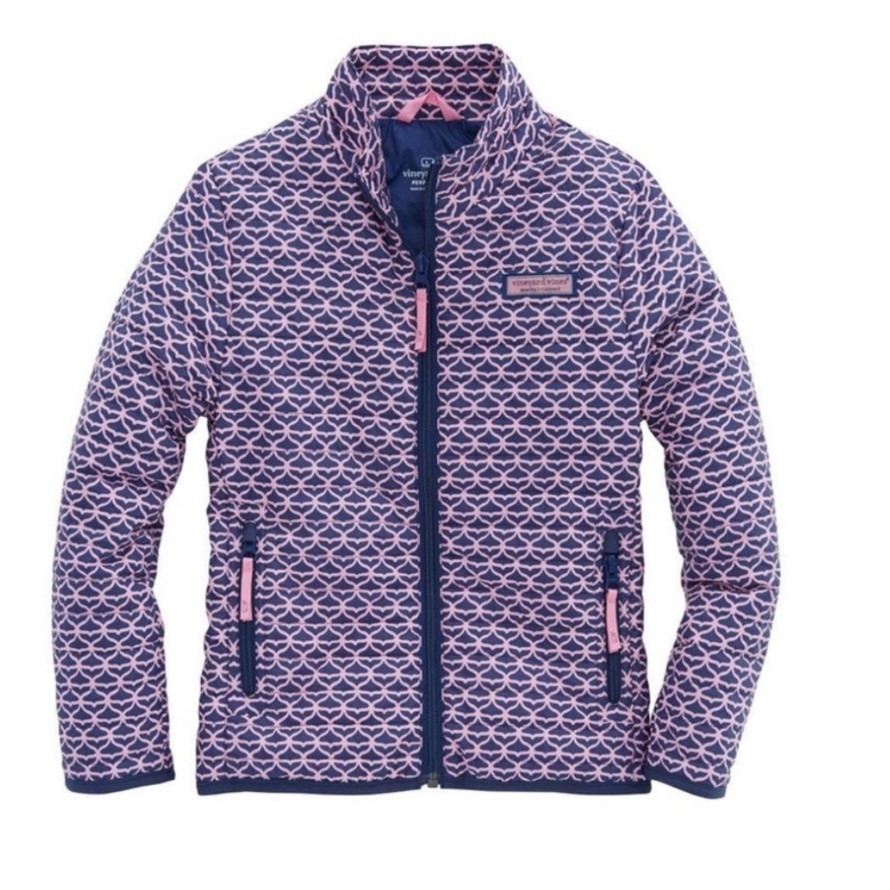 Girl's VINEYARD VINES L Quilted Puffer Jacket Lightweight EUC Zip Pockets 14 L